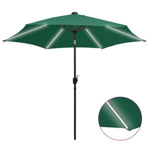 vidaXL Garden Parasol with LED Lights and Aluminium Pole 300 cm Green