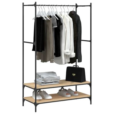 vidaXL Clothes Rack with Shelves Sonoma Oak Engineered Wood