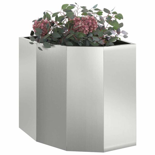 vidaXL Corner Planter Silver 45 x 45 x 50 cm Galvanised steel