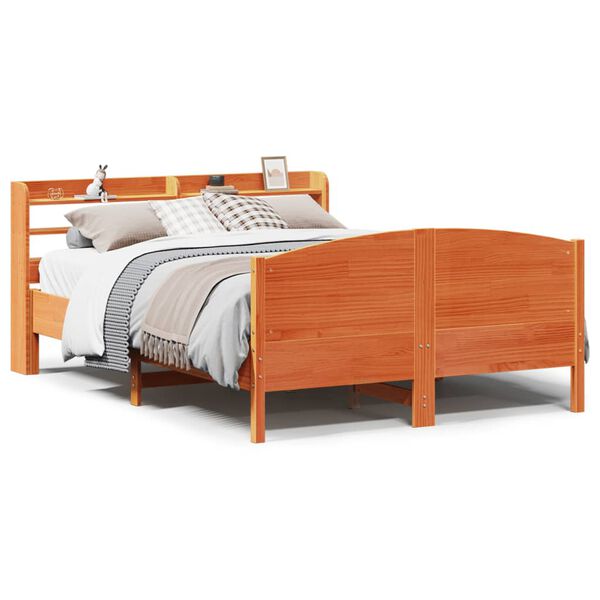 vidaXL Bed Frame without Mattress Wax Brown 150x200 cm King Size Solid Wood Pine
