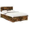 vidaXL Bed Frame with Drawer Smoked Oak 135 x 190 cm Engineered Wood