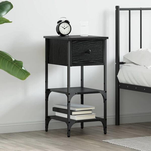 vidaXL Bedside Cabinet Black Oak 33.5 x 36 x 70 cm Engineered Wood