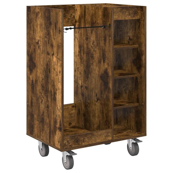 vidaXL Golf Cabinet with Wheel Plain Smoked Oak 65 x 45 x 98 cm