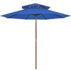 vidaXL Double Decker Parasol with Wooden Pole Blue 270 cm