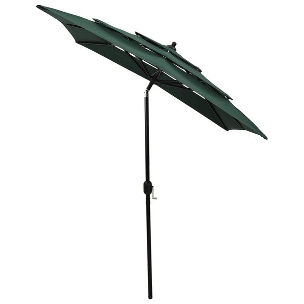 vidaXL 3-Tier Garden Parasol with Aluminium Pole Green 2x2 m