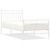 vidaXL Metal Bed Frame without Mattress with Footboard White 90x190cm