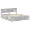 vidaXL Bed Frame with Drawer Concrete Grey 200 x 200 cm Engineer Wood
