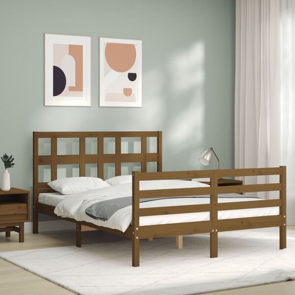 vidaXL Bed Frame without Mattress Honey Brown 140x190 cm Solid Wood