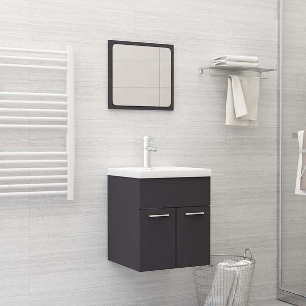 vidaXL Bathroom Furniture Set Grey Engineered Wood