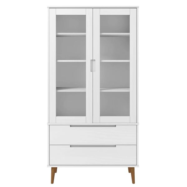 vidaXL Vitrine Cabinet MOLDE White 90x35x175 cm Solid Wood Pine