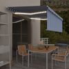 vidaXL Manual Retractable Awning with Blind&LED 4x3m Blue&White
