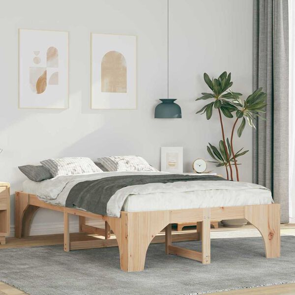 vidaXL Bed Frame Brown 120 x 200 cm Solid Pine Wood