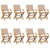 vidaXL Folding Garden Chairs 8 pcs Taupe Fabric and Solid Wood