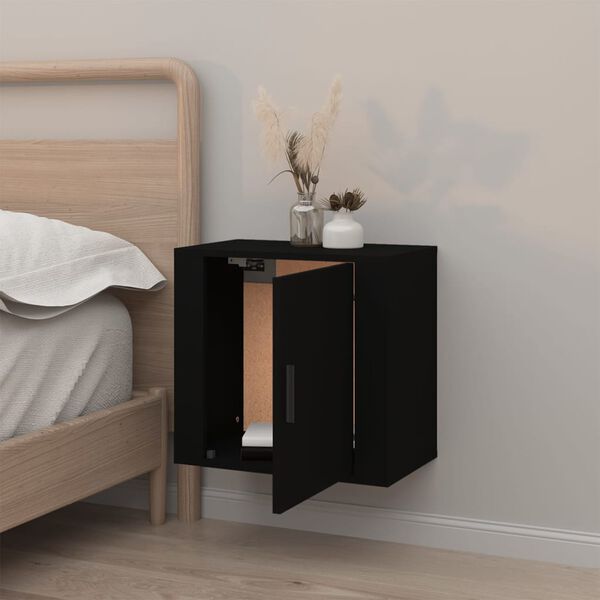 vidaXL Wall-mounted Bedside Cabinet Black 50x30x47 cm