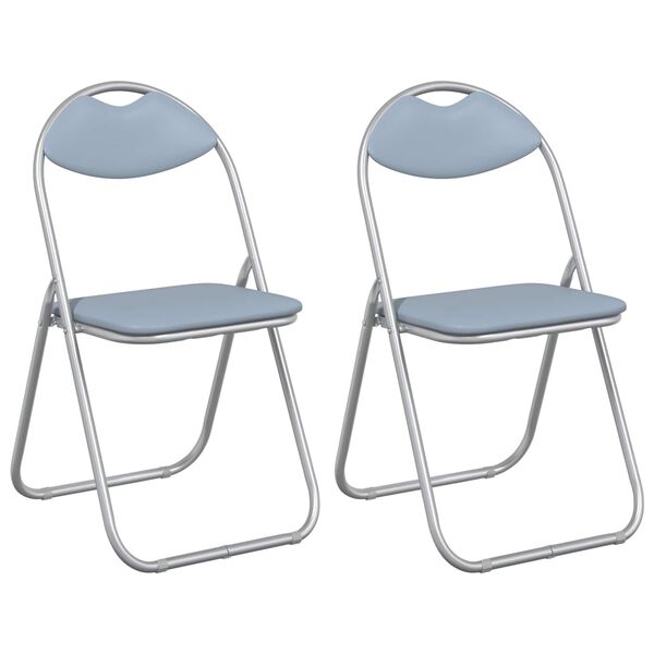 vidaXL Folding Chair 2 pcs Grey 48 x 43.5 x 81 cm Faux Leather