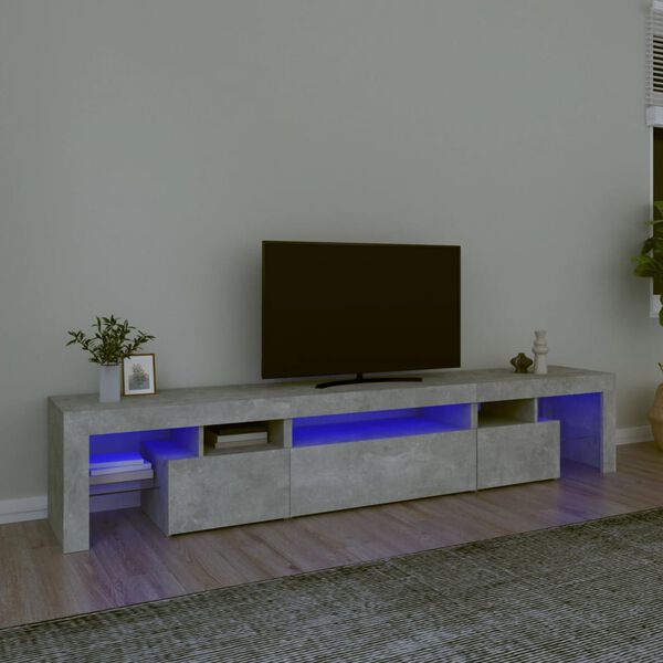 vidaXL TV Cabinet with LED Lights Concrete Grey 215x36.5x40 cm