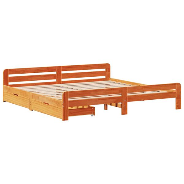 vidaXL Bed frame without Mattress Wax Brown 180x200 cm Super King Solid Wood Pine