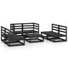 vidaXL 7 Piece Garden Lounge Set Black Solid Pinewood