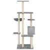 vidaXL Cat Tree with Sisal Scratching Posts Light Grey 142 cm