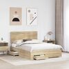 vidaXL Bed Frame with Drawer Sonoma Oak 150 x 200 cm Engineered Wood