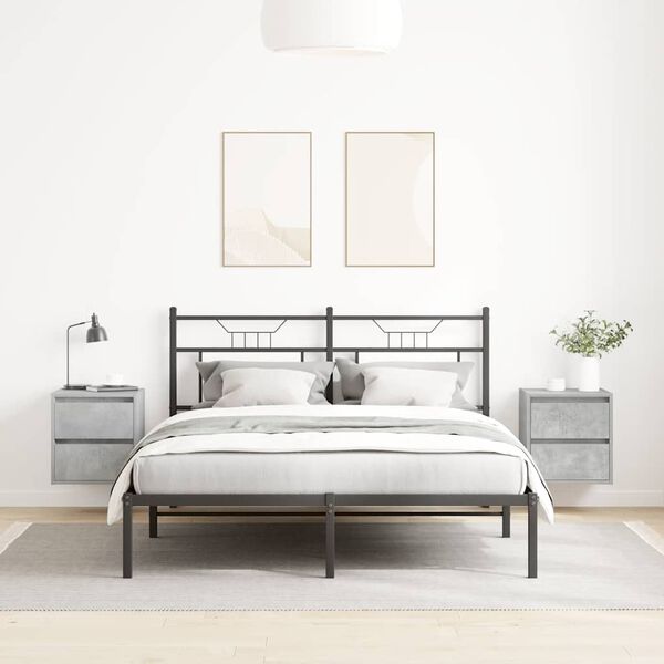 vidaXL Wall-mounted Bedside Cabinets 2 pcs Concrete Grey 38x34x40 cm