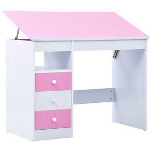 vidaXL Children Drawing Study Desk Tiltable Pink and White
