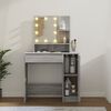 vidaXL Dressing Table with LED Grey Sonoma 86.5x35x136 cm