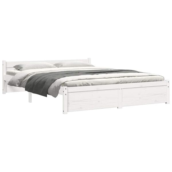 vidaXL Bed Frame without Mattress White Solid Wood 140x200 cm