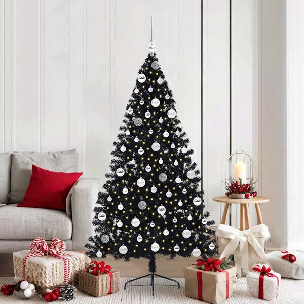vidaXL Artificial Pre-lit Christmas Tree Black 180 cm PVC