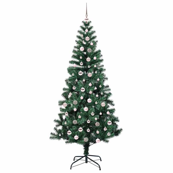 vidaXL Artificial Pre-lit Christmas Tree Green 240 cm PVC and Metal