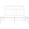 vidaXL Metal Bed Frame without Mattress with Headboard White 140x200cm