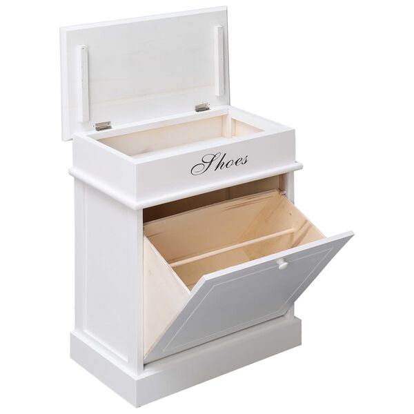 vidaXL Shoe Cabinet White 50x28x58 cm Paulownia Wood