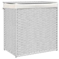 vidaXL Laundry Basket with 2 Sections White 53x35x57 cm Poly Rattan