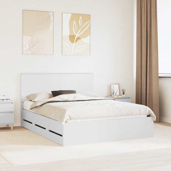 vidaXL Bed Frame with Drawer White 150 x 200 cm Engineer Wood