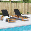 vidaXL Sun Loungers 2 pcs with Table Black Solid Wood Acacia