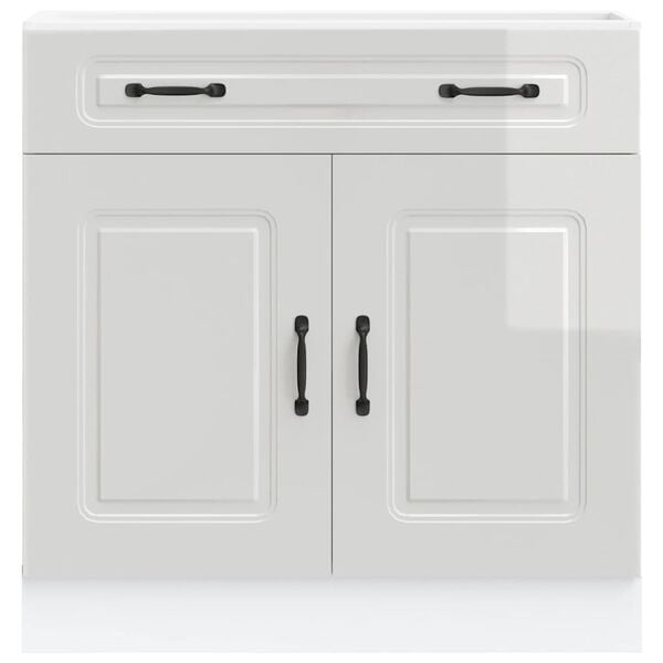 vidaXL Kitchen Base Cabinet Kalmar High Gloss White Engineered Wood