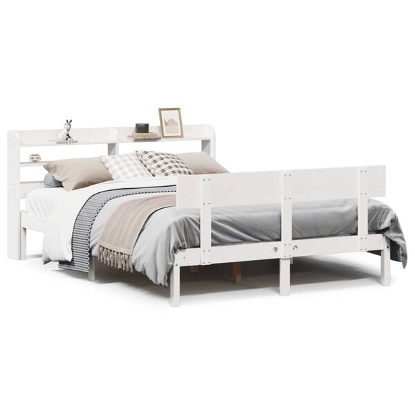 vidaXL Bed Frame without Mattress White 140x200 cm Solid Wood Pine