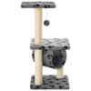 vidaXL Cat Tree with Sisal Scratching Posts 65 cm Grey Paw Print