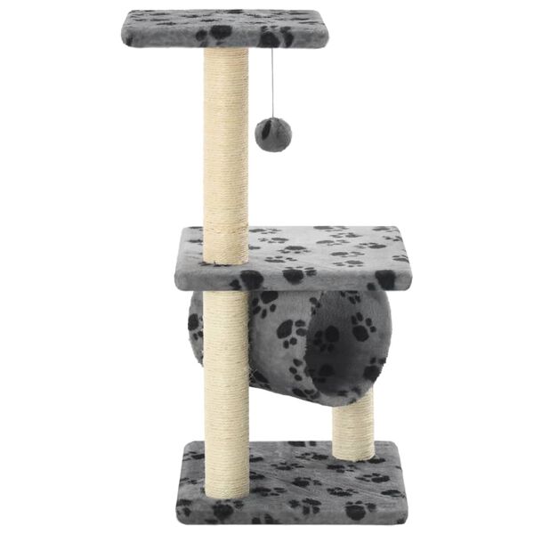 vidaXL Cat Tree with Sisal Scratching Posts 65 cm Grey Paw Print