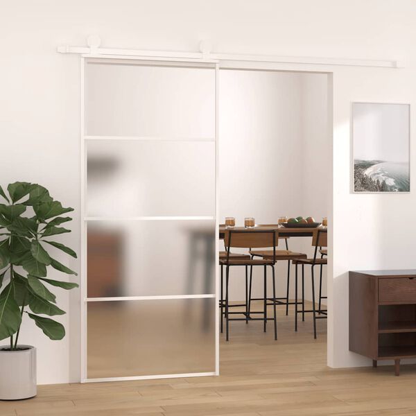 vidaXL Sliding Door Frosted ESG Glass and Aluminium 90x205 cm White