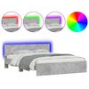 vidaXL Bed Frame with Headboard and LED Concrete Grey 150x200 cm King Size