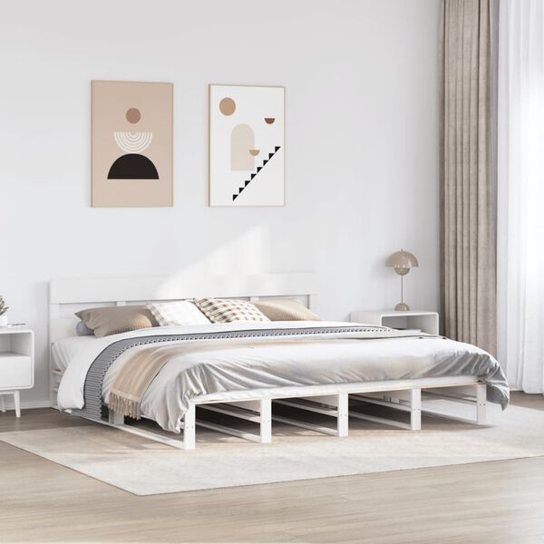 vidaXL Bed Frame without Mattress White 200x200 cm Solid Wood Pine