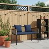 vidaXL Outdoor Bench Grey and Navy Blue 117 x 54 x 74.5 cm Poly Rattan