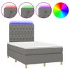 vidaXL Box Spring Bed with Mattress&LED Dark Grey 120x200 cm Fabric