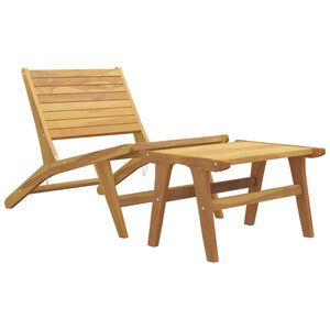 vidaXL Garden Chair with Footrest Solid Wood Teak
