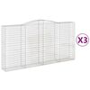 vidaXL Arched Gabion Baskets 3 pcs 400x50x200/220 cm Galvanised Iron