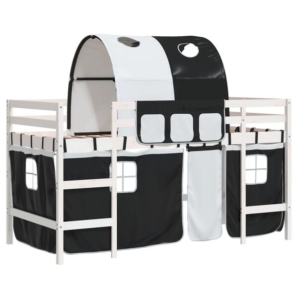 vidaXL Kids' Loft Bed with Tunnel without Mattress White&Black 90x200cm