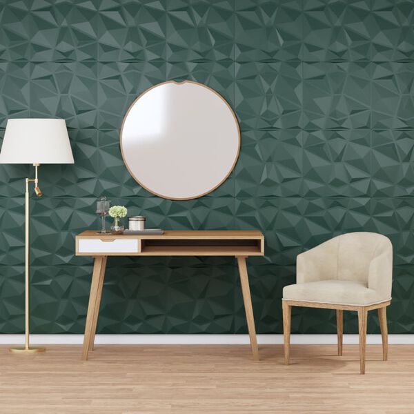 vidaXL Wall Panels 24 pcs Green 50x50 cm XPS 6 m&sup2; Diamond