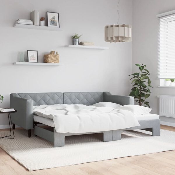 vidaXL Daybed with Trundle without Mattress Light Grey 90x190 cm Single