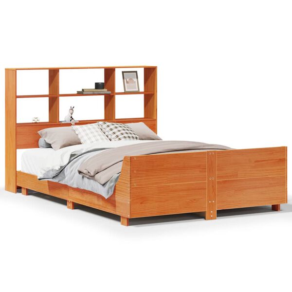 vidaXL Bed Frame without Mattress Wax Brown 150x200 cm King Size Solid Wood Pine